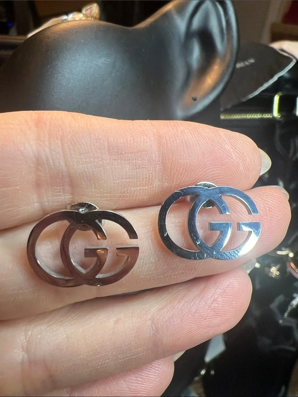 Interlocking G Silver-Tone Stainless Steel Stud Earrings